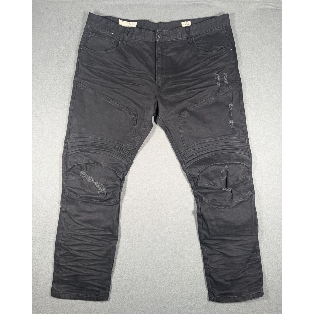 Smoke Rise Mens Faded Black Distressed Biker Moto Slim Stretch Jeans Size 44x32